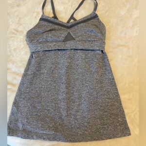 Lululemon Strappy Tank Built In Bra Mesh Detail Heathered Gray Size 4